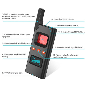 RFD-618 Signal Detector Anti-Spy Camera GPS Tracker Finder Infrared Scanner Signal Detection