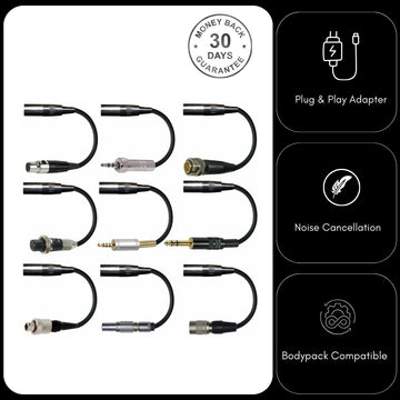 Shure Microphone Adapter Converts TQG 4 pin mini XLR Lavaliere Ear-hook Headworn Mic for Body Pack Transmitter