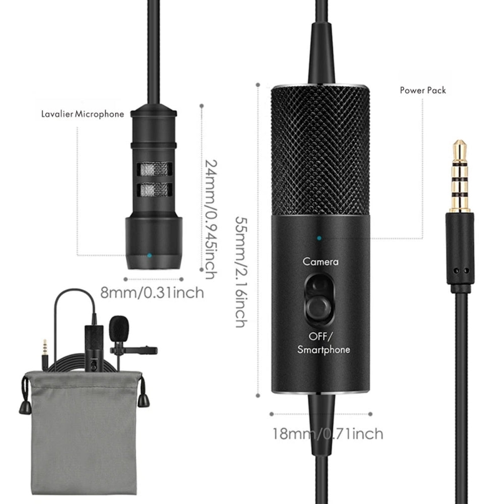 Mini Lavalier Microphone For Smartphone Laptop & DSLR Camera 3.5mm TRRS TRS Jack