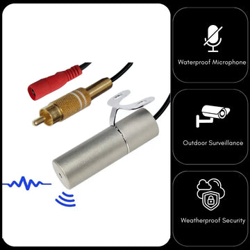 CCTV Camera Microphone IP66 Rated Outdoor Waterproof Metal Housing 30cm Cable 6-12V