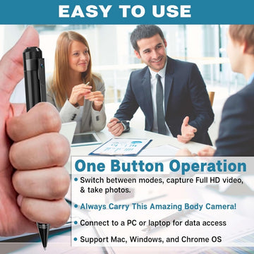 12MP Video Pen Camera 1080p HD Video Recorder with Audio & Photo One Touch Record