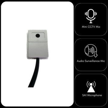 Indoor/Outdoor CCTV Microphone Premium Quality Sound Miniature Size RCA Phono Audio Output 2.1mm 12v DC Input