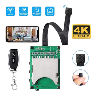 4K UHD Wireless Wi-Fi 8MP Pin Hole Camera Video Recorder Module Remote Control 5000mA Battery