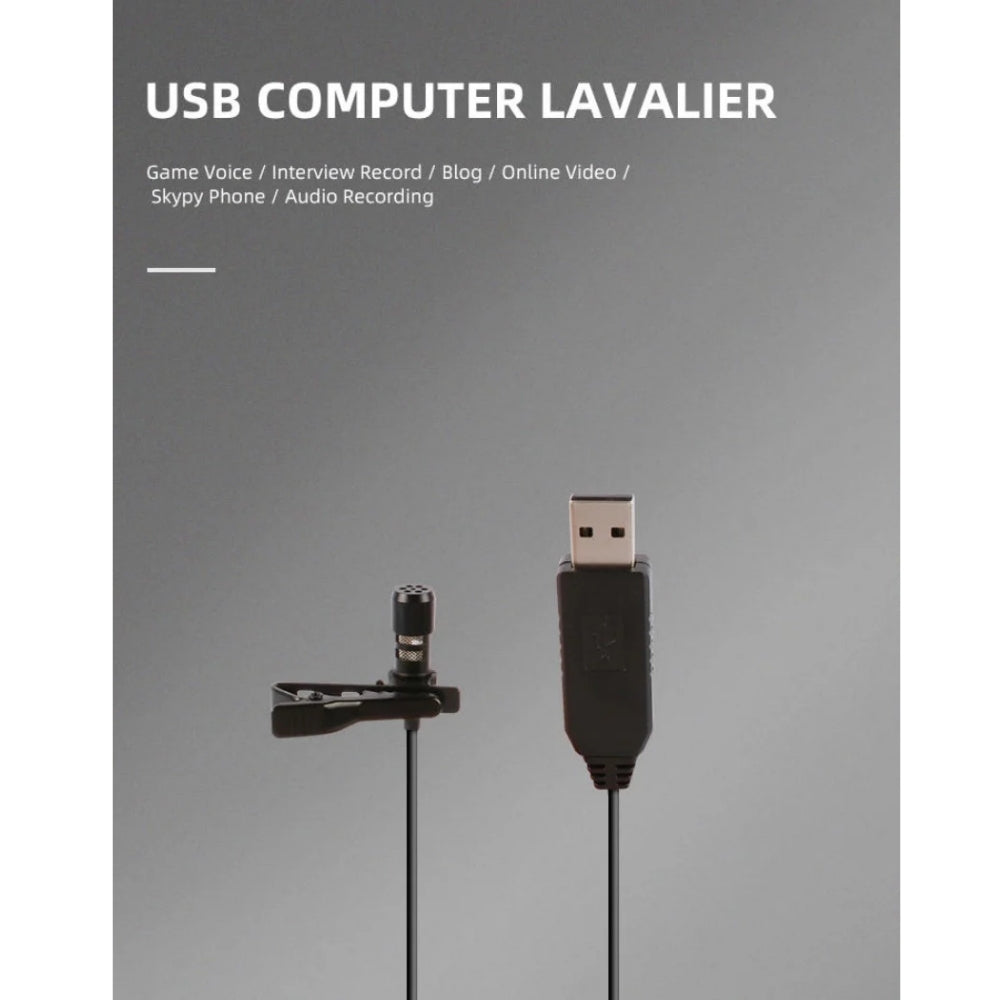 USB 2.0 (Type A) Lavalier Clip On Omni & Uni-Directional Microphone For PC, Laptop, MacBook