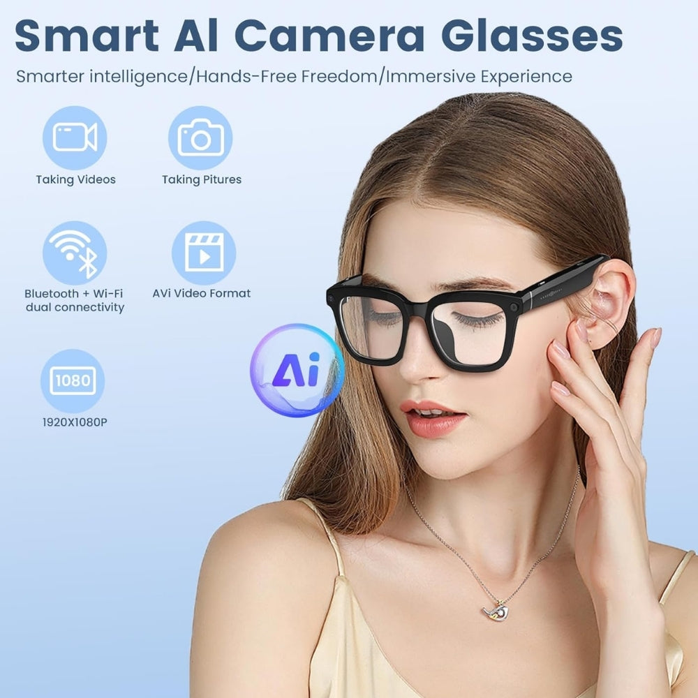 8MP Video Glasses Camera Smart Bluetooth Wireless 1080p Full HD Video Recording Photo and Audio