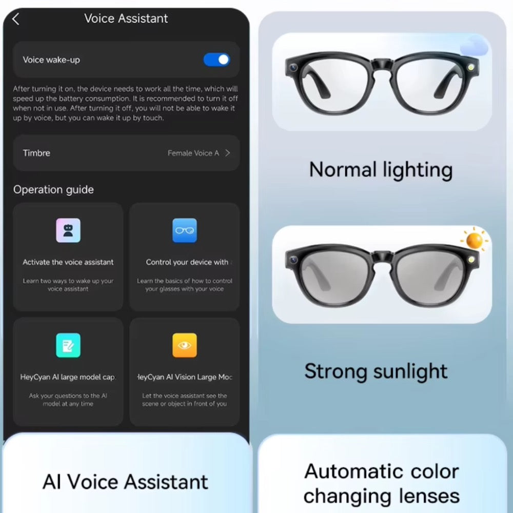 Smart Bluetooth Video Glasses 5MP Camera 1080p Full HD Video Recording Photo and Audio