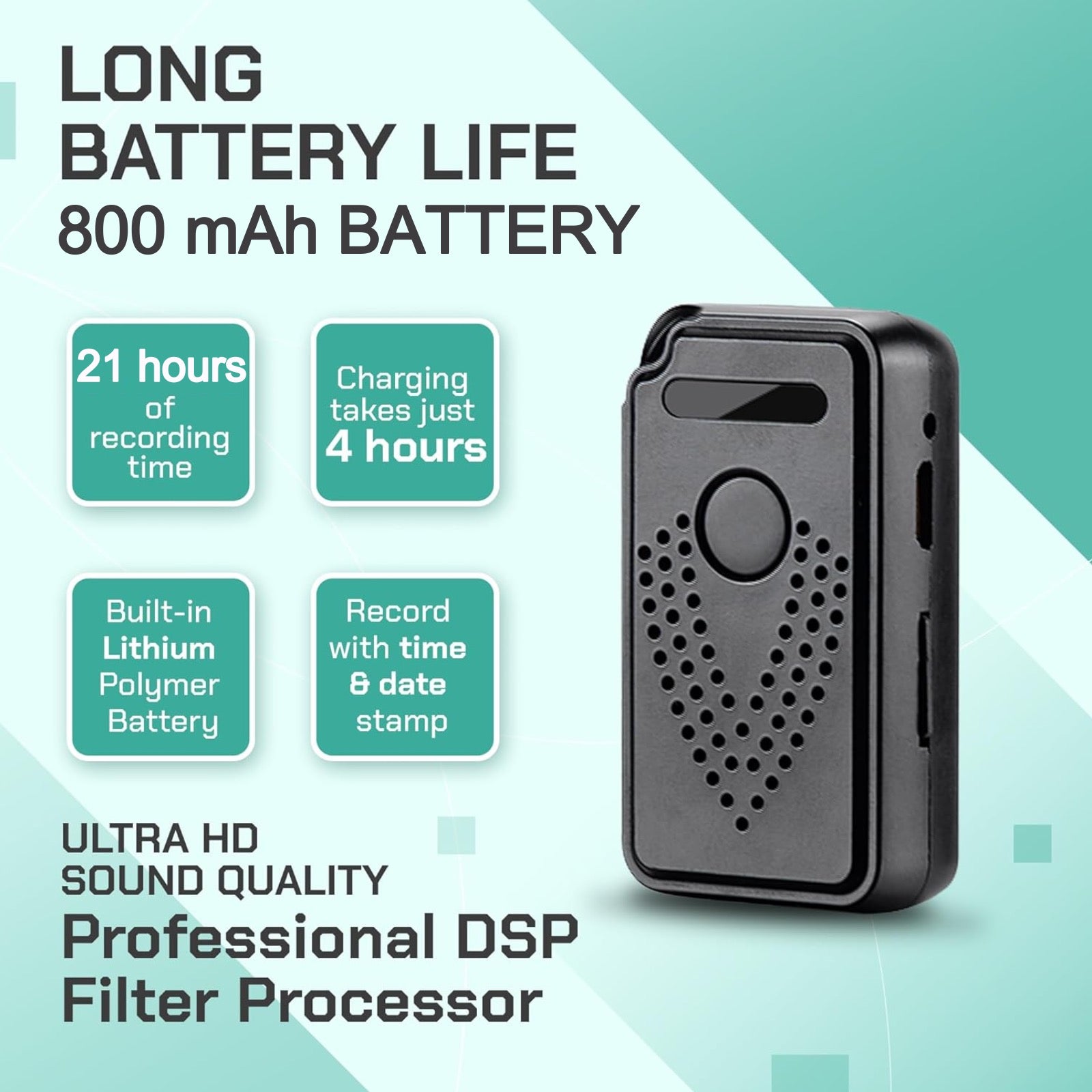 AR01 Wireless Wi-Fi Sound Recorder Listening Device Unlimited Range Live Audio Streaming Voice Activated Push Notification