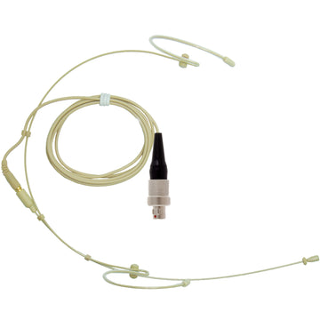 Beige Double Ear Hook Headmic Microphone for Shure Lemo 3 Pin Wireless Body Pack Transmitters