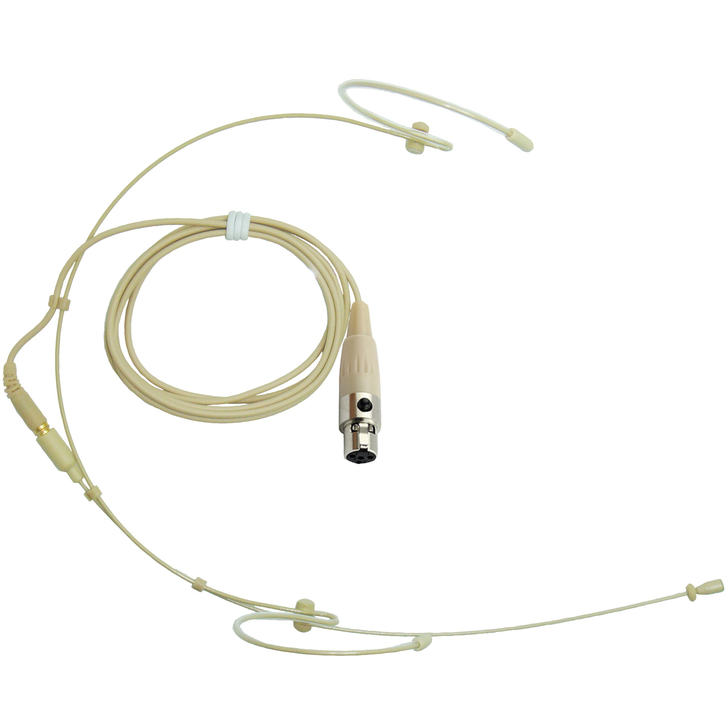 Beige Double Ear Hook Headset Microphone for TOA WM Wireless Body Pack Transmitter Slimline 3.5mm Jack Plug