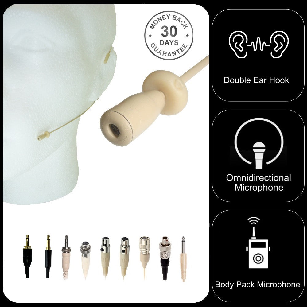 Micronic BPE3 Double Ear Hook Microphone Ultra Light Weight Steel Frame for Body Pack Transmitters