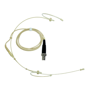 Beige Double Ear Hook Head Worn Microphone for Mipro Body Pack Transmitter 4 Pin Mini XLR