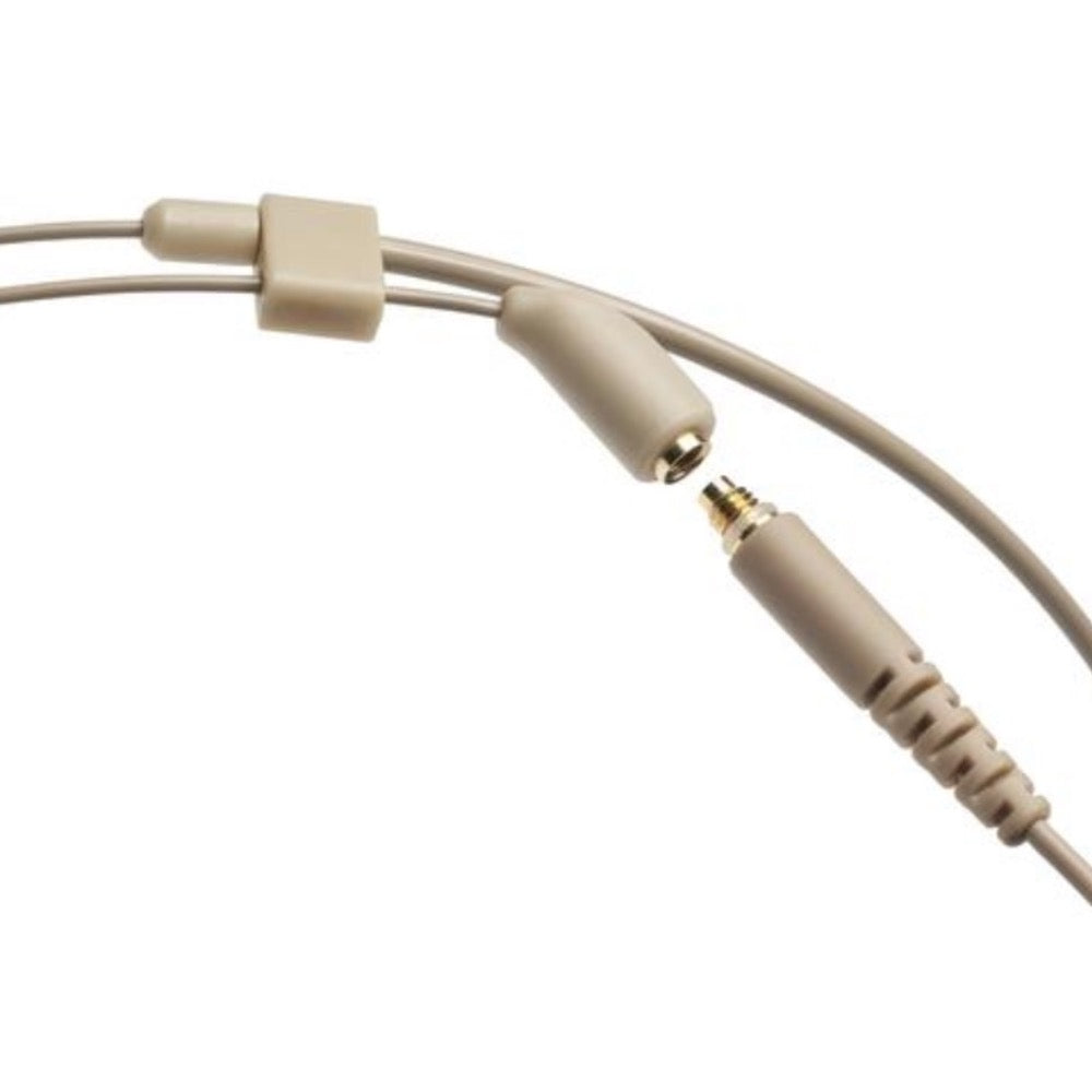 Beige Double Ear Hook Headset Microphone for TOA WM Wireless Body Pack Transmitter Slimline 3.5mm Jack Plug