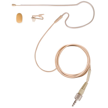 Beige Single Ear Hook Microphone for Wireless Body Pack Transmitters to fit all Brands Makes Models
