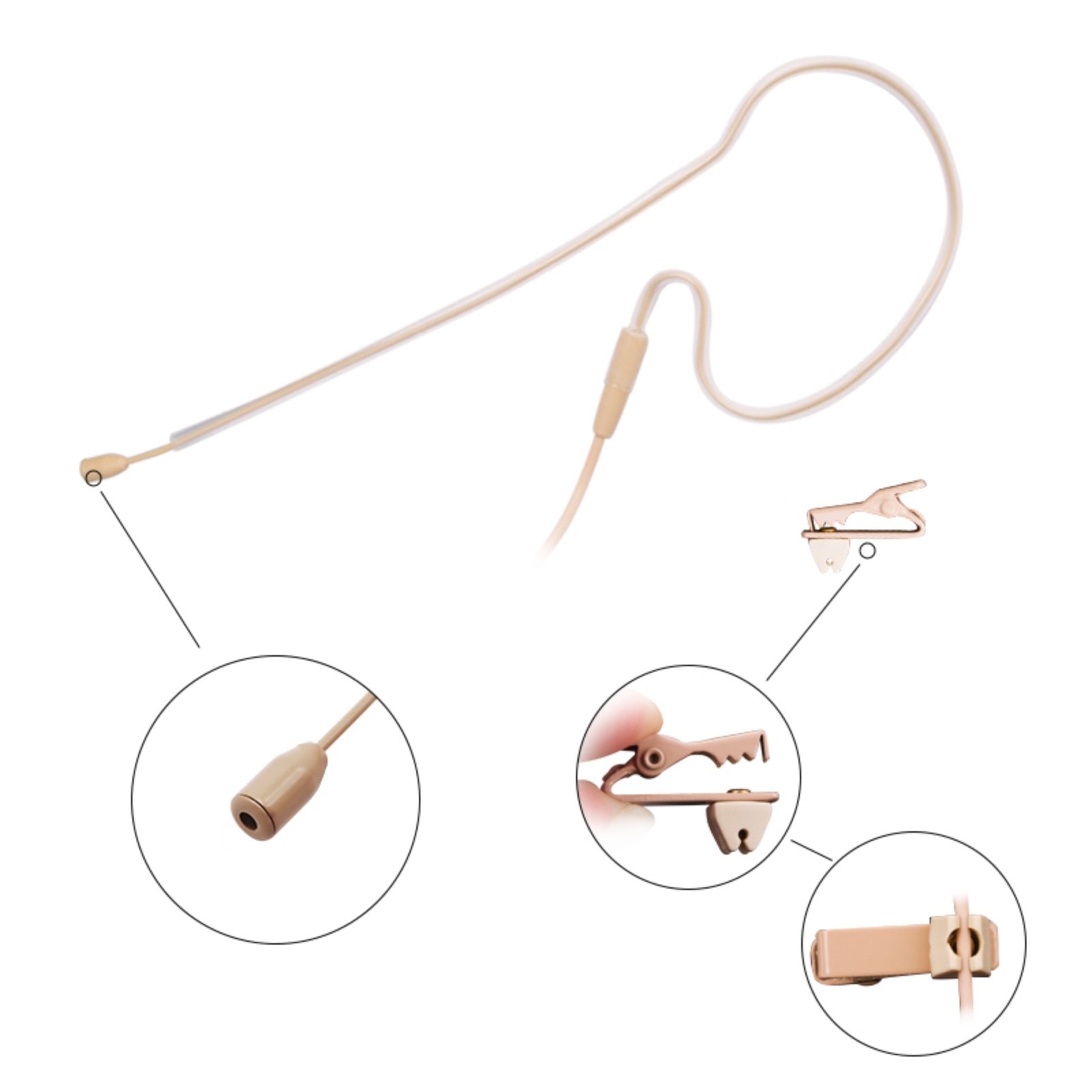 Single Ear Hook Earset Microphone for Audio Technica (CW) 4 Pin Body Pack Transmitters