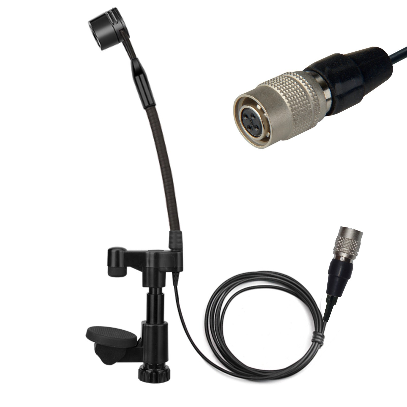 String Instrument Cardioid Microphone with Flexible Gooseneck for use with Belt Pack Transmitters