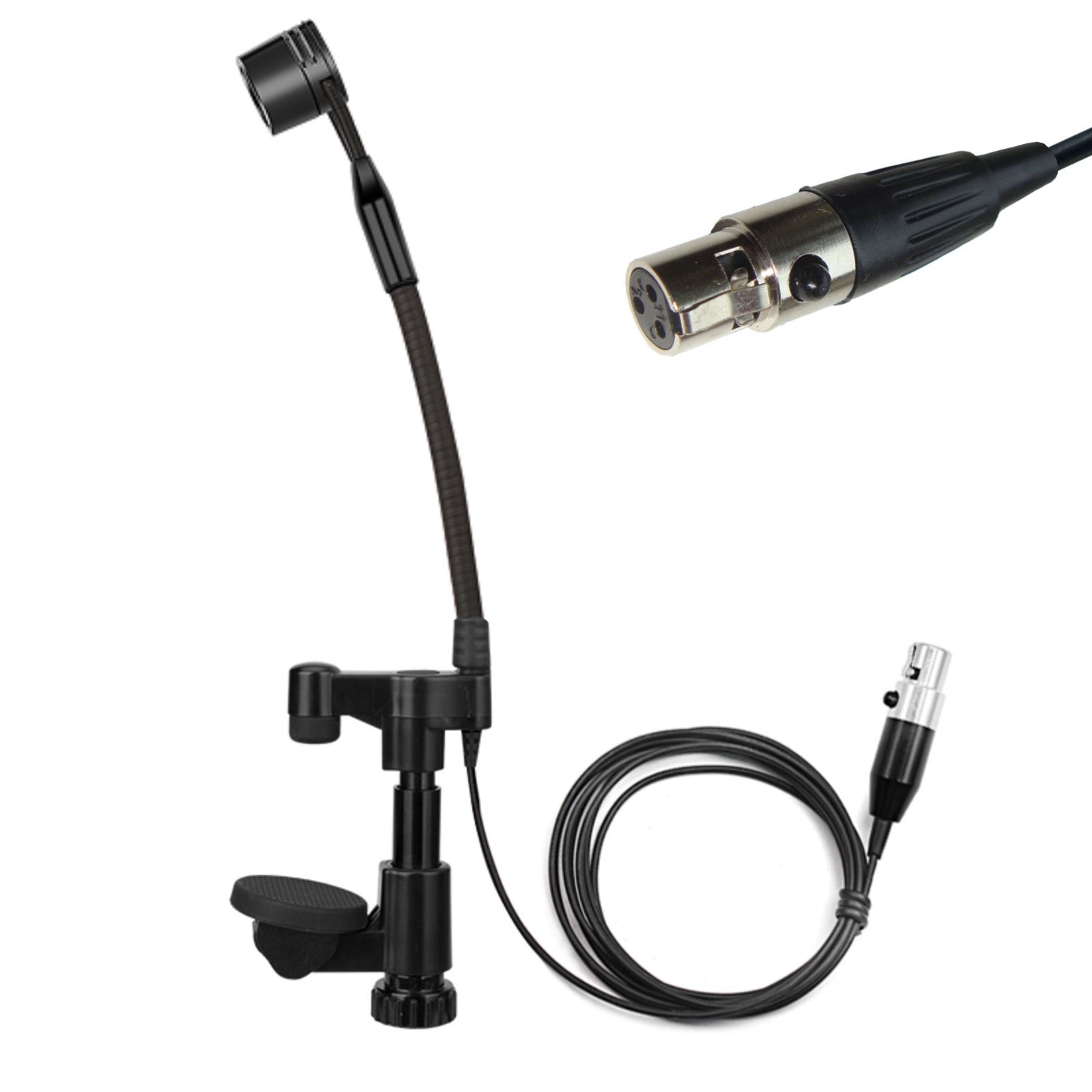 String Instrument Cardioid Microphone with Flexible Gooseneck for use with Belt Pack Transmitters