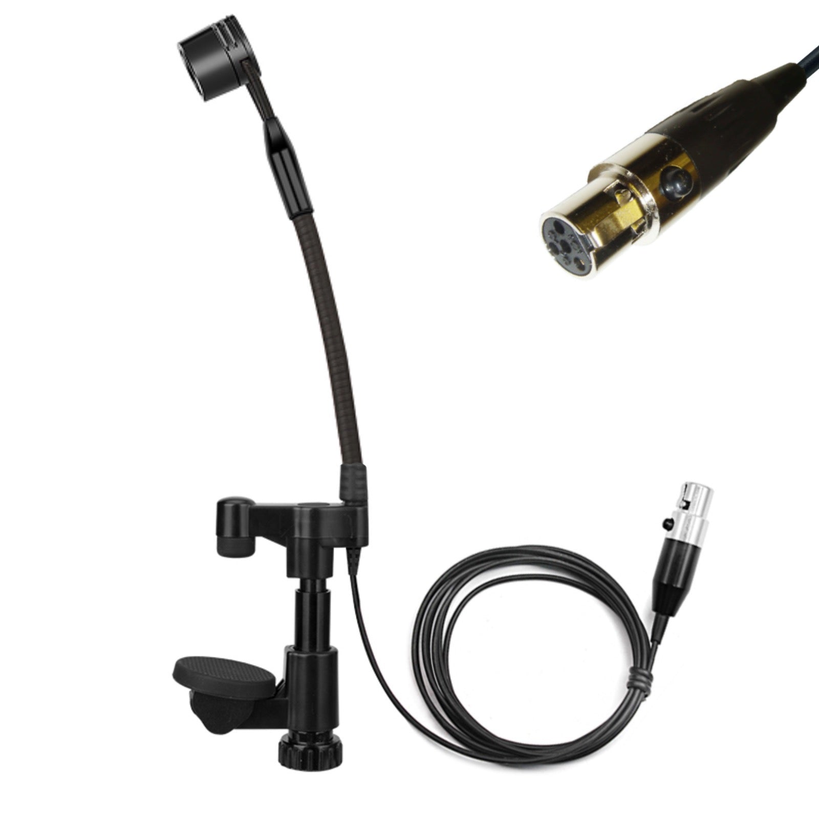 String Instrument Cardioid Microphone with Flexible Gooseneck for use with Belt Pack Transmitters
