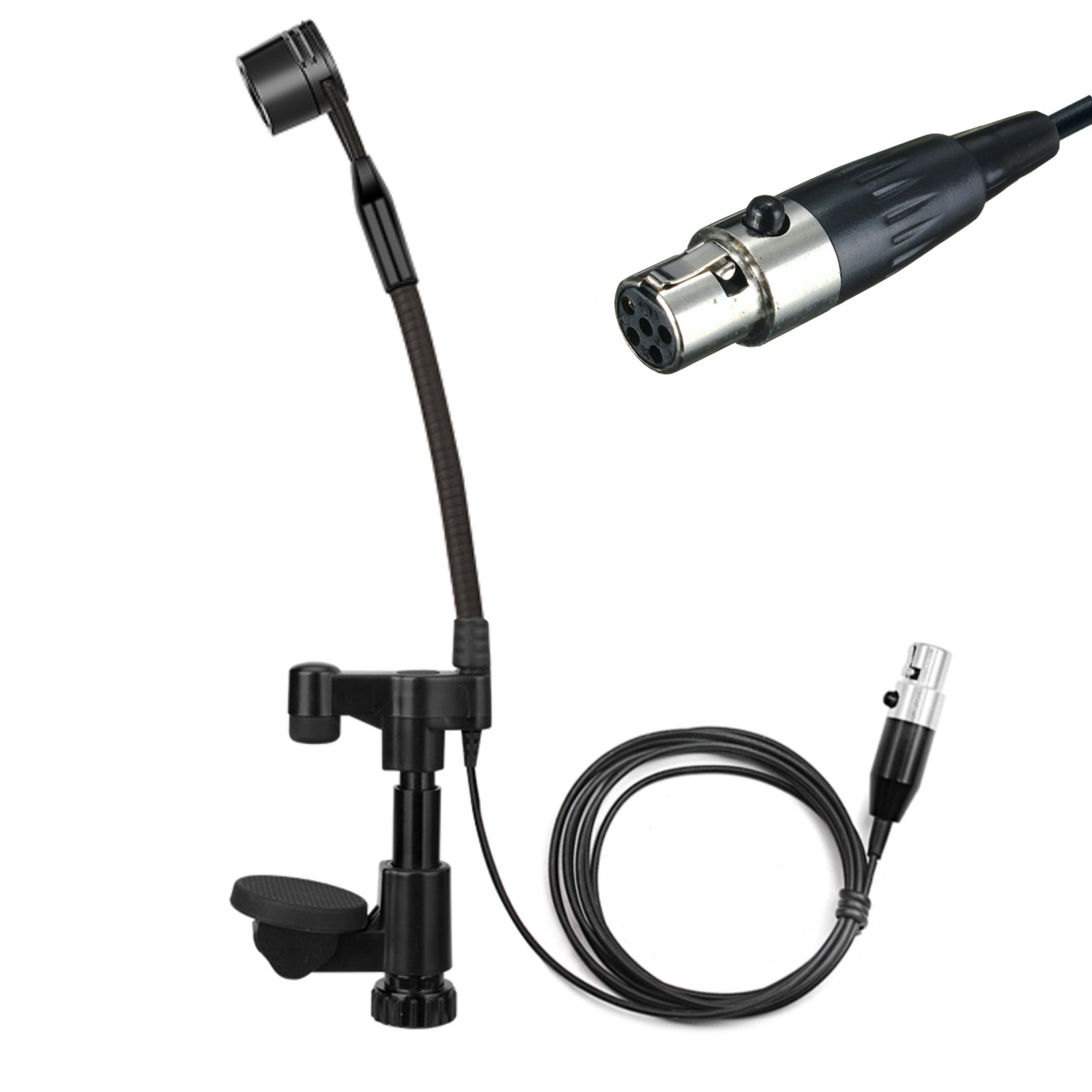 String Instrument Cardioid Microphone with Flexible Gooseneck for use with Belt Pack Transmitters