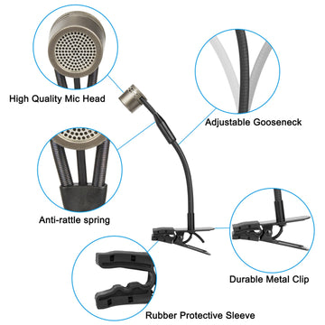 Professional Saxophone Instrument Microphone Kimafun CX309 with Clip for Sax Trumpet Tuba