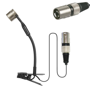 Phantom Powered XLR Professional Wind Instrument Microphone with Clip for Saxophone Trumpet Tuba