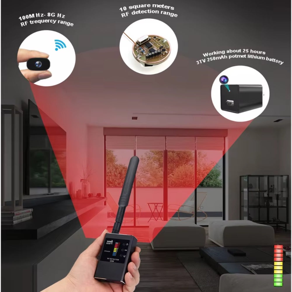 Anti-Spy Bug Detector Pocket Sized Wireless RF Frequency Scanner Sweeper GSM CDMA GPS Tracker Finder