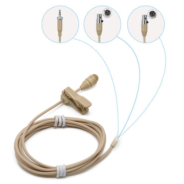 Beige Lavaliere Lapel Microphone for Wireless Body Pack Radio Transmitters Omnidirectional Condenser (HC-4044)