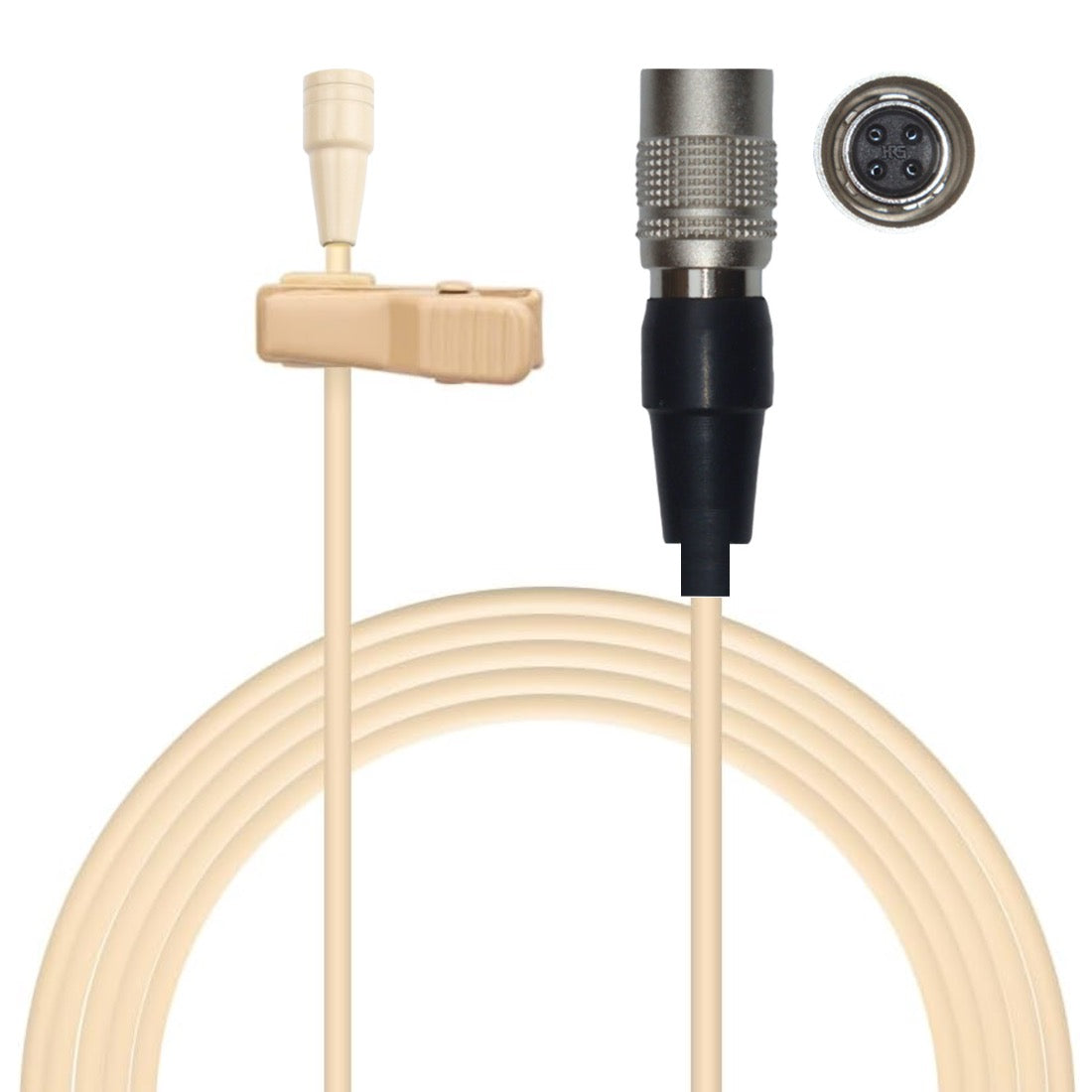 HC-4052 Beige Lavaliere Lapel Microphone Omnidirectional for Wireless Body Pack Radio Transmitters