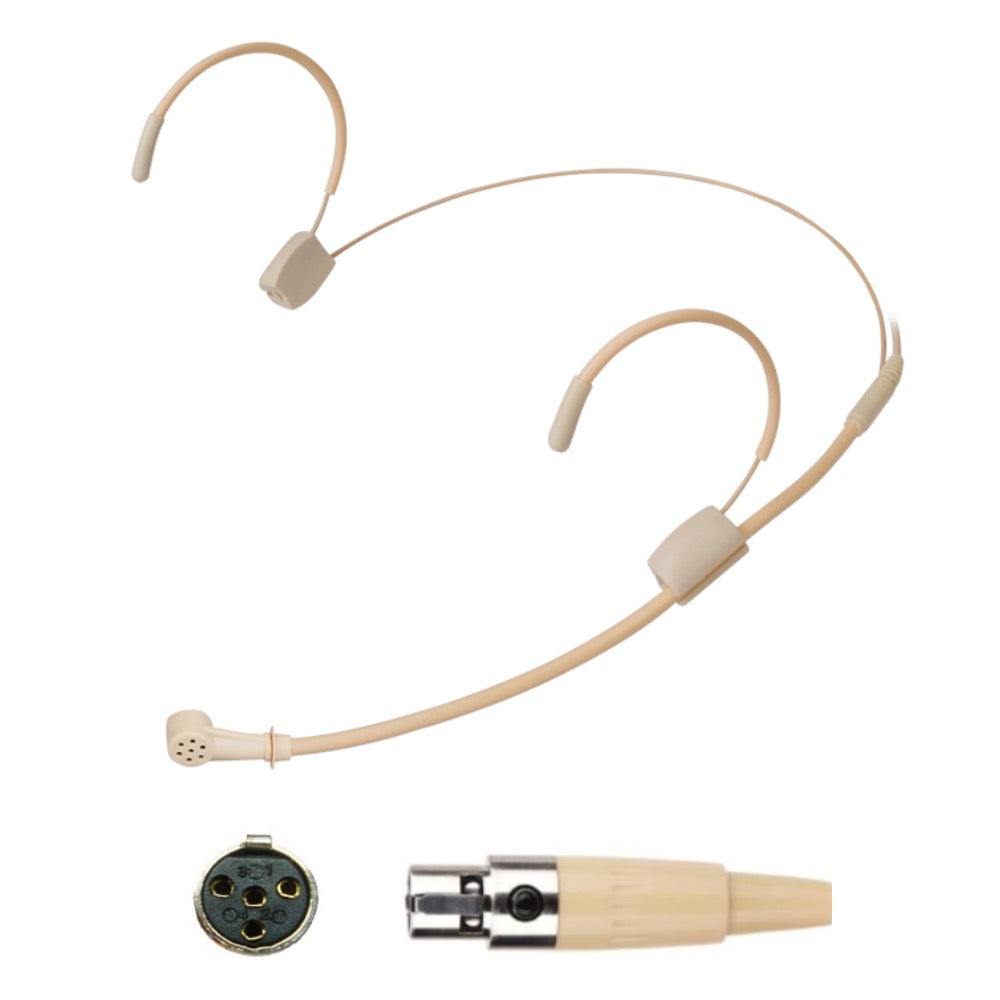 Unidirectional Cardioid Microphone Double Ear-Hook Headset for 4 Pin TA4F and Lemo 3 Pin Body Pack transmitters