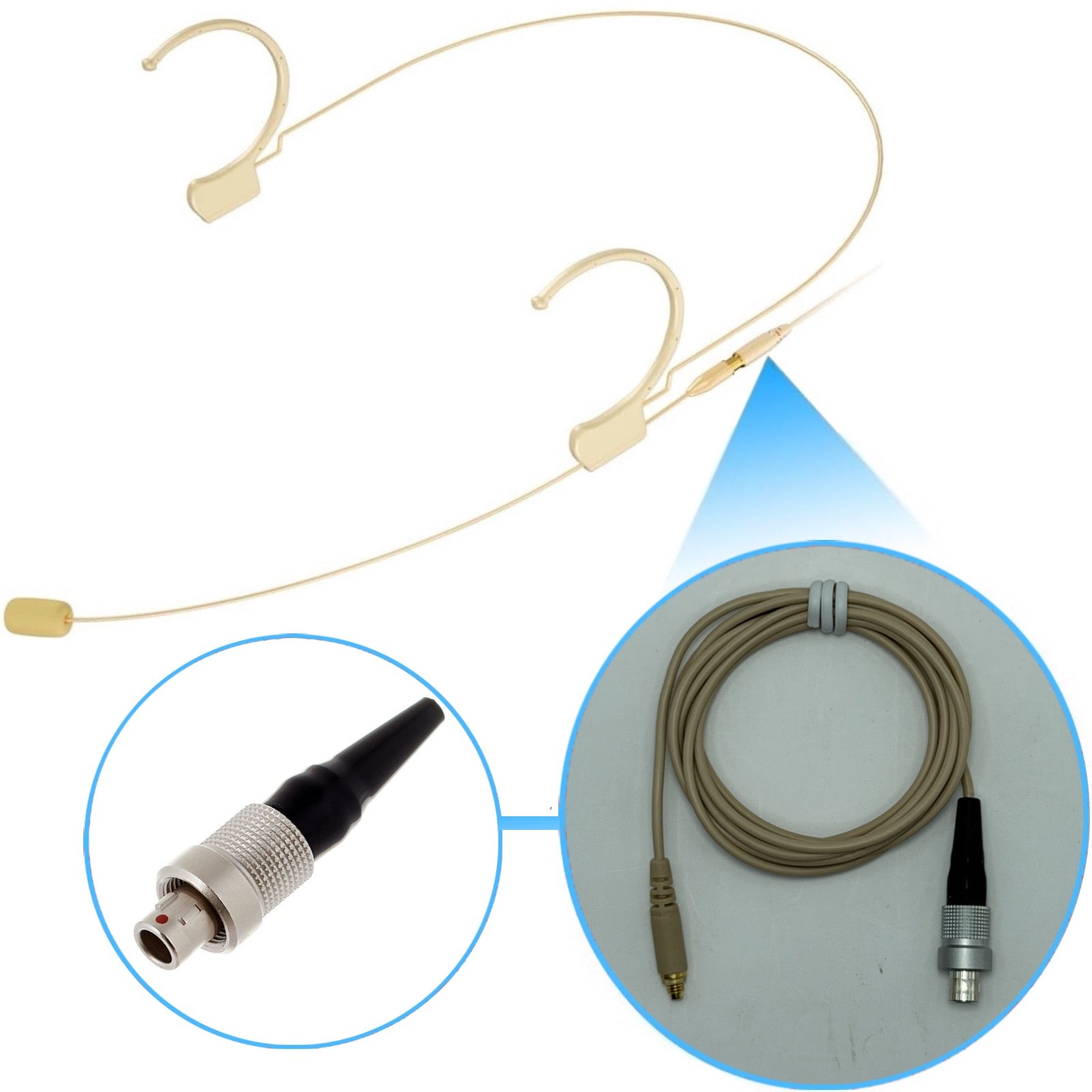 Kimafun HC-810 Double Ear Hook Microphone Ultra Light Weight Omnidirectional Headset for Body Pack Transmitters