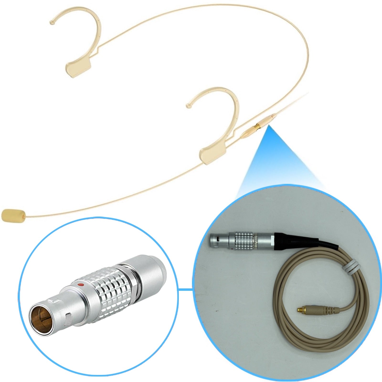 Kimafun HC-810 Double Ear Hook Microphone Ultra Light Weight Omnidirectional Headset for Body Pack Transmitters