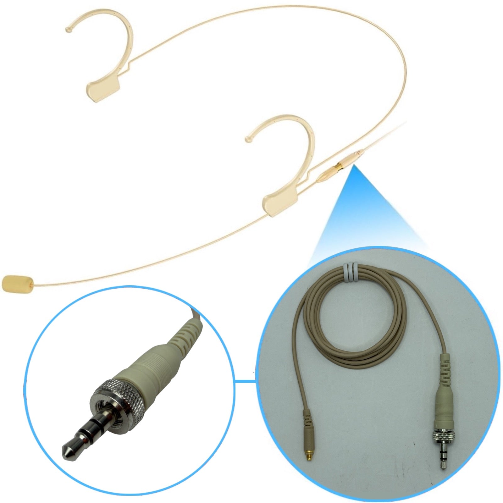 Kimafun HC-810 Double Ear Hook Microphone Ultra Light Weight Omnidirectional Headset for Body Pack Transmitters
