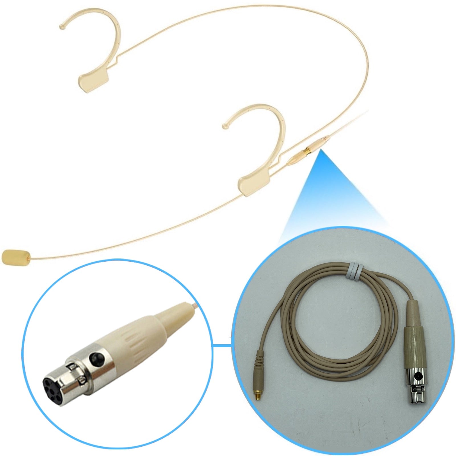 Kimafun HC-810 Double Ear Hook Microphone Ultra Light Weight Omnidirectional Headset for Body Pack Transmitters