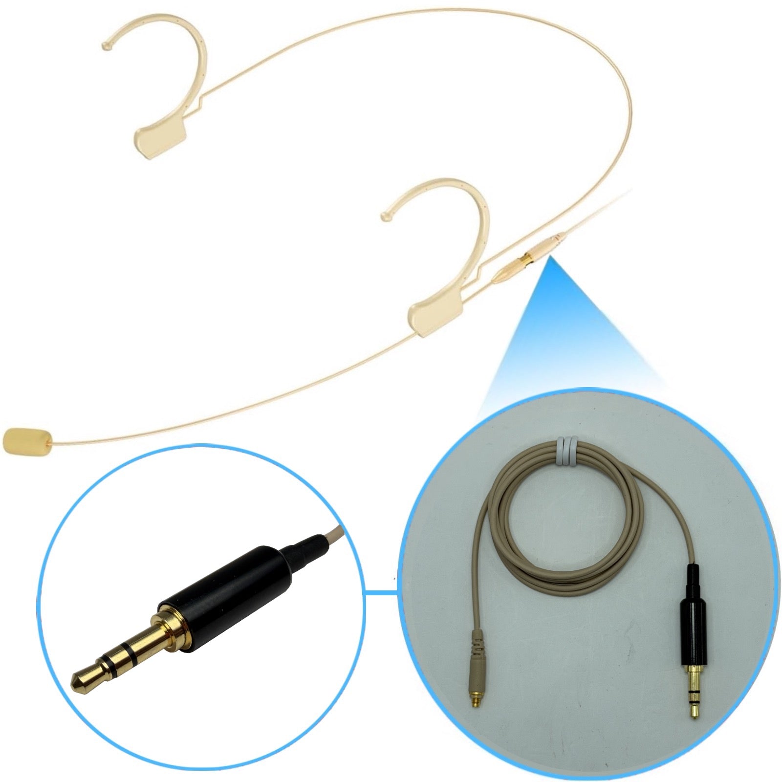 Kimafun HC-810 Double Ear Hook Microphone Ultra Light Weight Omnidirectional Headset for Body Pack Transmitters