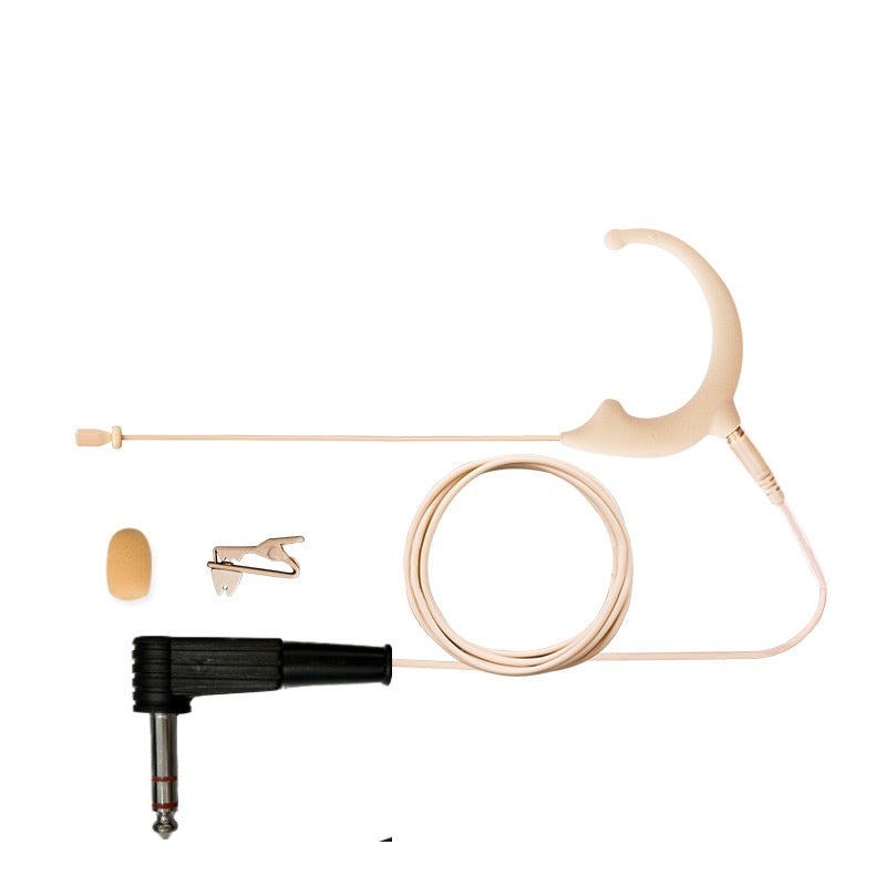 Single Ear Hook Microphone Omnidirectional Earset with Detachable Cable to fit All Body Pack Transmitters