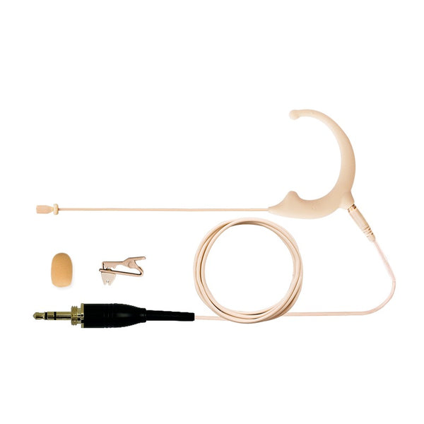 Single Ear Hook Microphone Omnidirectional Earset with Detachable Cable to fit All Body Pack Transmitters