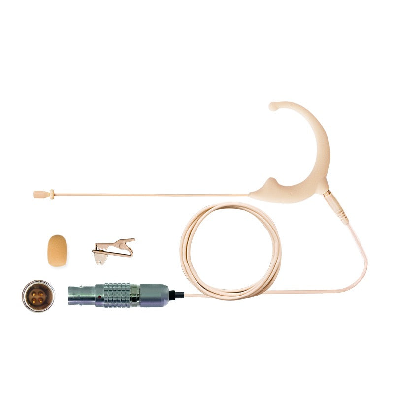 Single Ear Hook Microphone Omnidirectional Earset with Detachable Cable to fit All Body Pack Transmitters