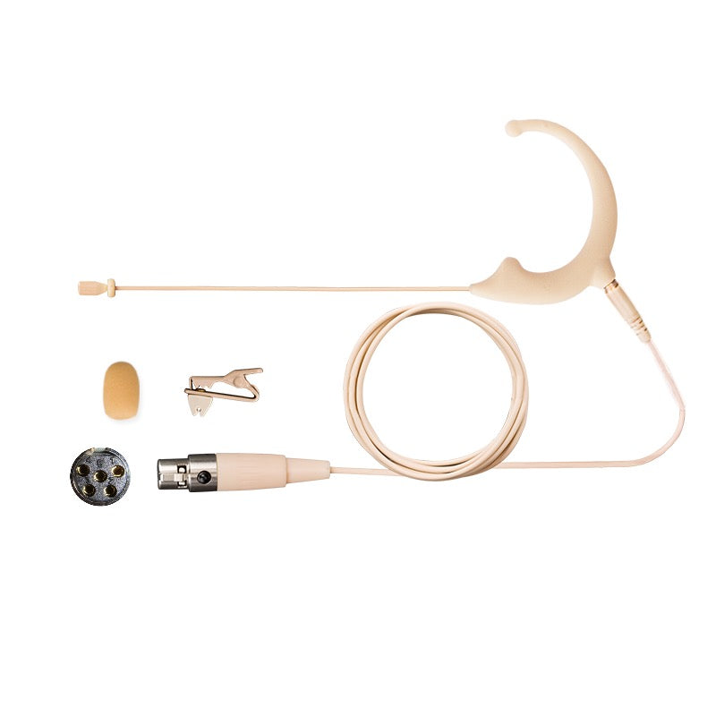 Single Ear Hook Microphone Omnidirectional Earset with Detachable Cable to fit All Body Pack Transmitters