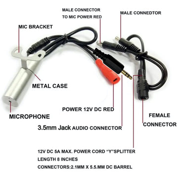IP66 Rated CCTV Microphone for Wireless IP Camera with 3.5mm Jack Plug Input Solid Metal Housing & Bracket