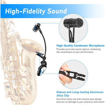 Kimafun KM-U306B Professional 2.4G Instrument Gooseneck Wireless Saxophone Microphone