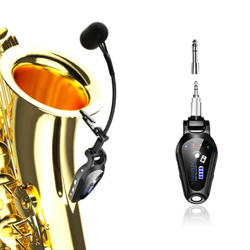 Saxophone Wireless Microphone System Gooseneck Unidirectional Cardioid UHF Transmitter Receiver