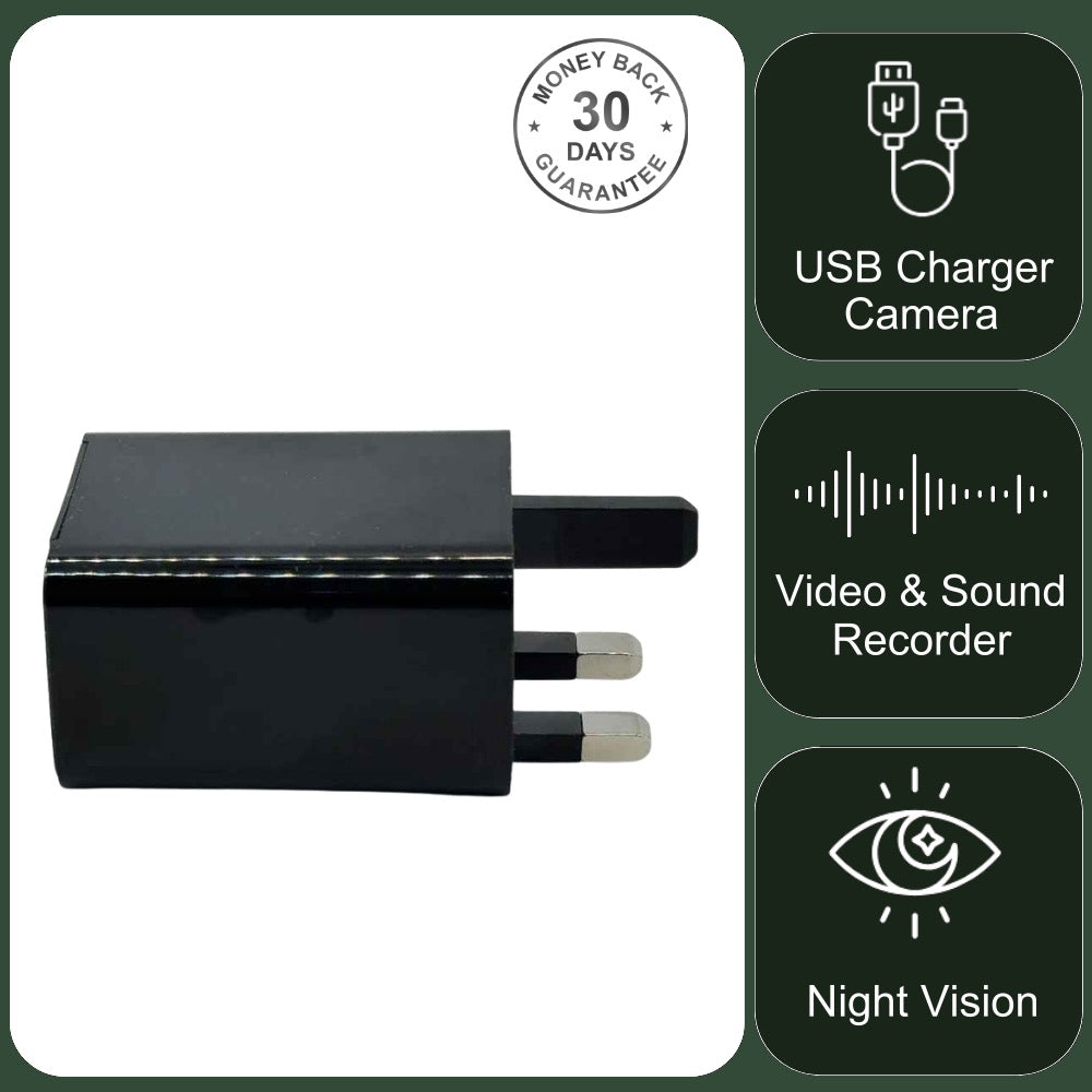 USB2.0 Phone Charger Camera 1080p HD Video Recorder with Night Vision and Audio