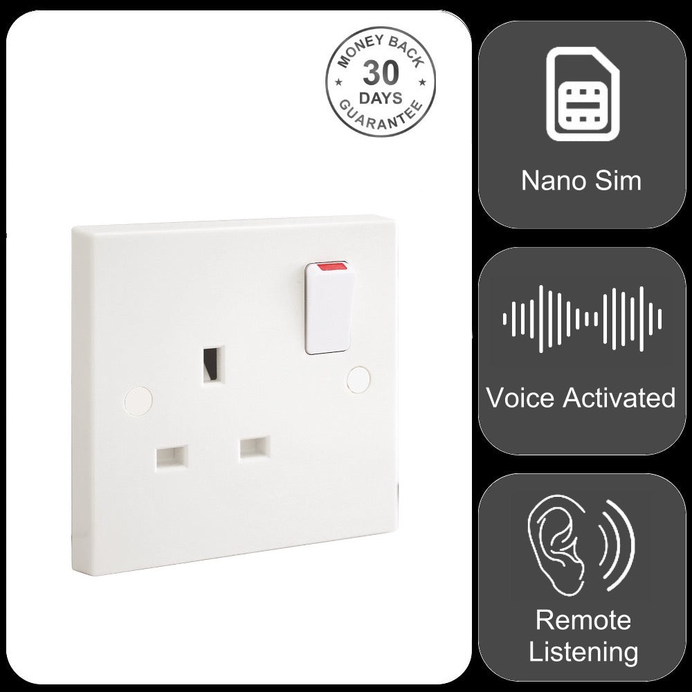 Wireless GSM Audio Monitor Sound Activated Call Back & Voice Recorder In Single Wall Socket
