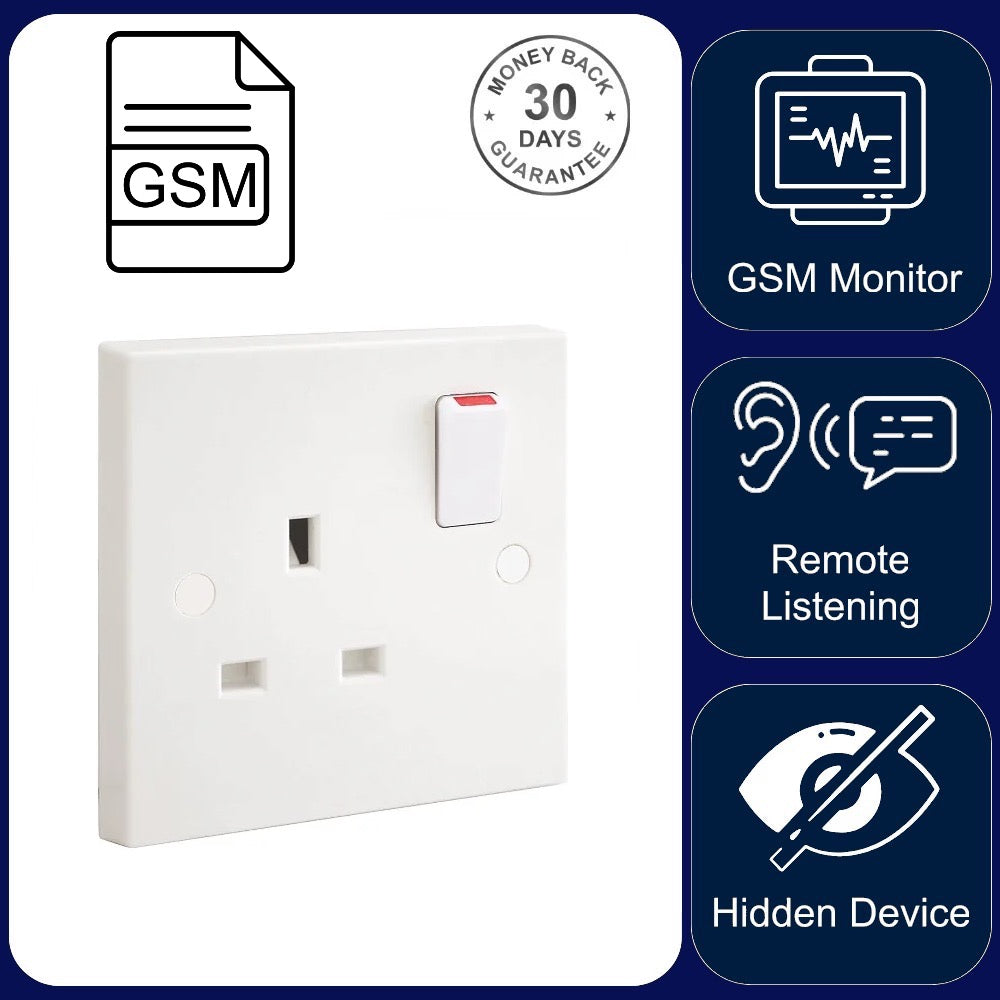 Wireless GSM Audio Monitor Sound Activated Call Back & Voice Recorder In Single Wall Socket