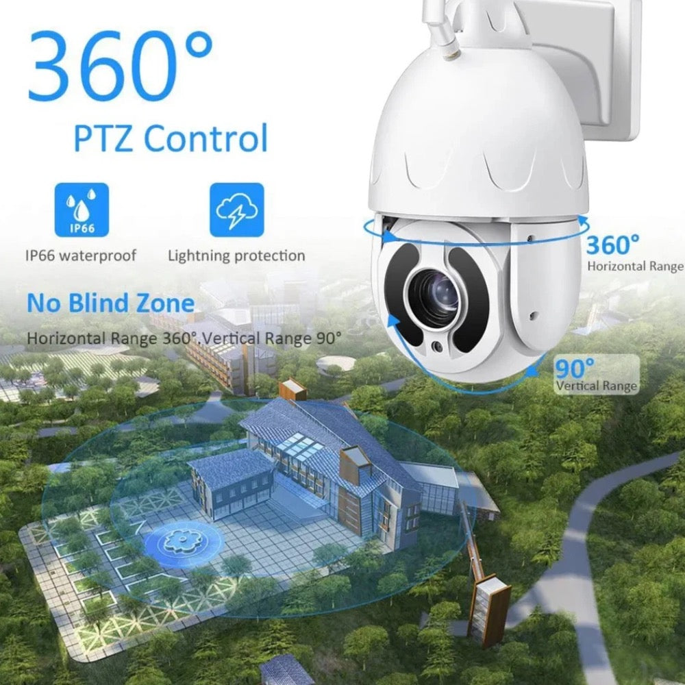 Wireless 4G PTZ Dome Camera 30x Optical Zoom 355º Pan 90º Tilt & 100m Night Vision Human Tracking