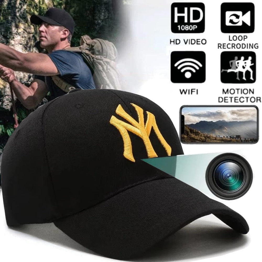 Wi-Fi Baseball Cap Camera Motion Detection & Scheduled Recording Live Stream App
