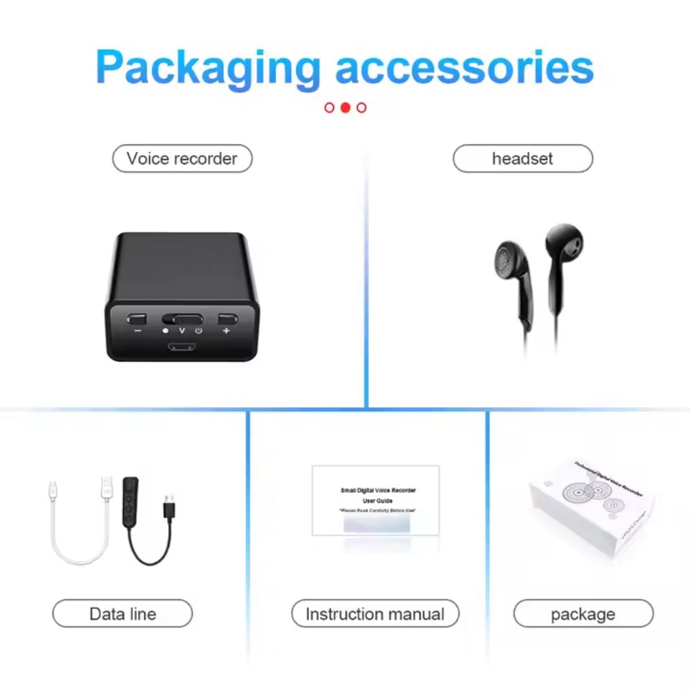 Q65V Magnetic Voice Recorder 200 Hour Battery Sound Activated ADPCM High Definition Noise Reduction