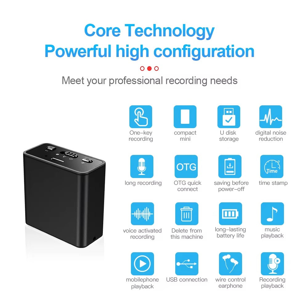 Q65V Magnetic Voice Recorder 200 Hour Battery Sound Activated ADPCM High Definition Noise Reduction