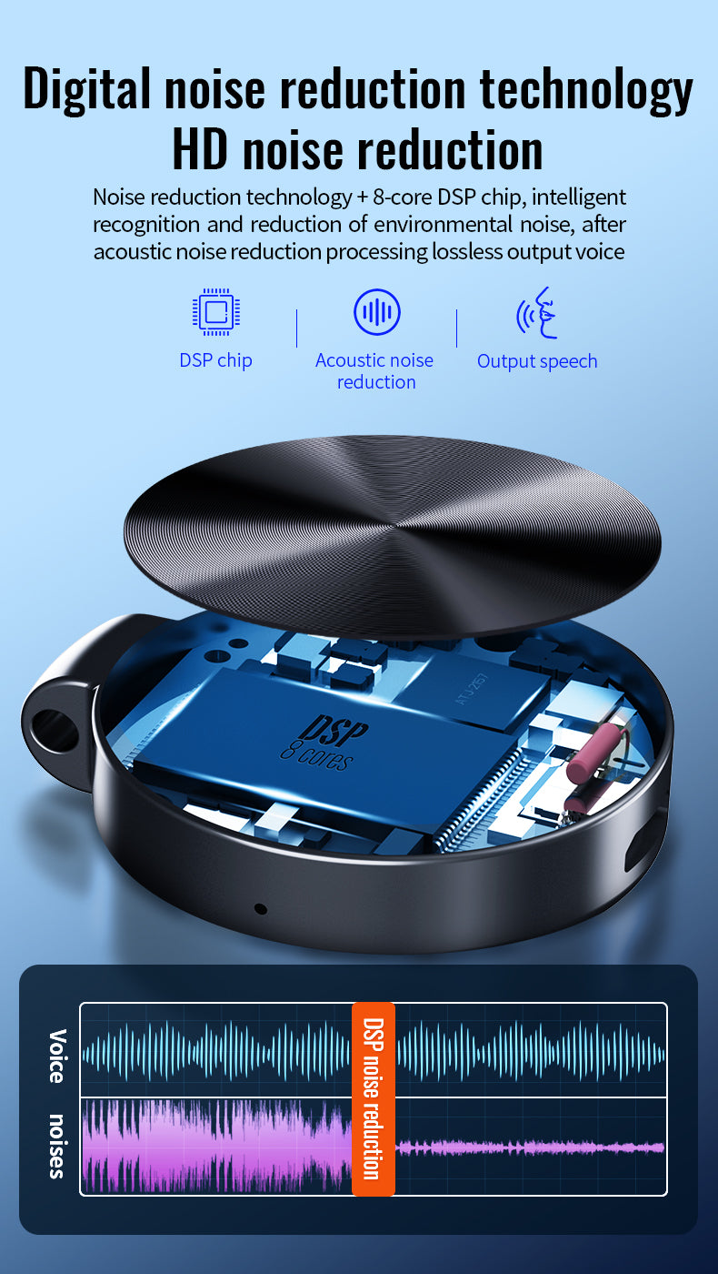 Mini Pendant Voice Recorder Sound Activated 1536Kbps PCM High Quality Audio 25 Hour Battery
