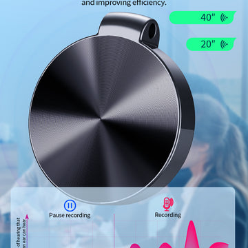 32GB Mini Key Chain Voice Recorder Sound Activated Round Pendant 1536Kbps PCM 25hrs Battery Work Time