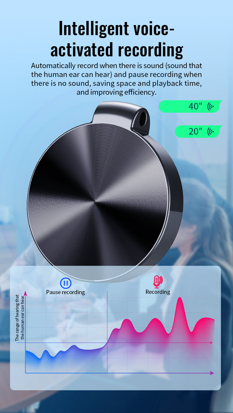 Mini Pendant Voice Recorder Sound Activated 1536Kbps PCM High Quality Audio 25 Hour Battery
